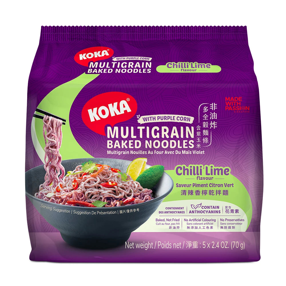 Koka Purple Corn Multigrain Baked Noodles Chilli Lime Instant Noodles 70g x 5s