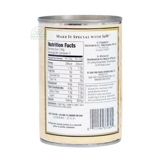 S&W Select Whole Peeled Tomatoes 400g