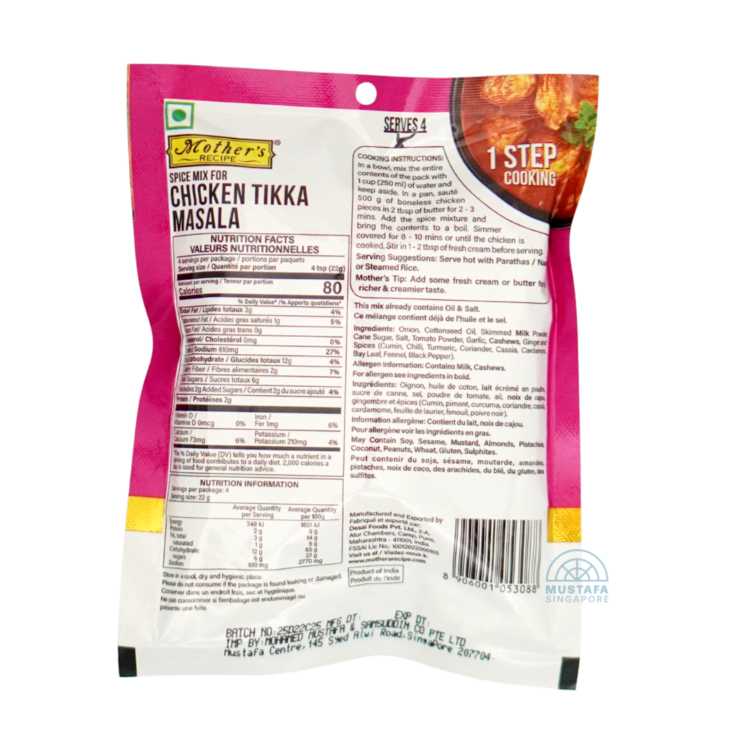 Mother's Recipe Spice Mix for Chicken Tikka Masala 90g