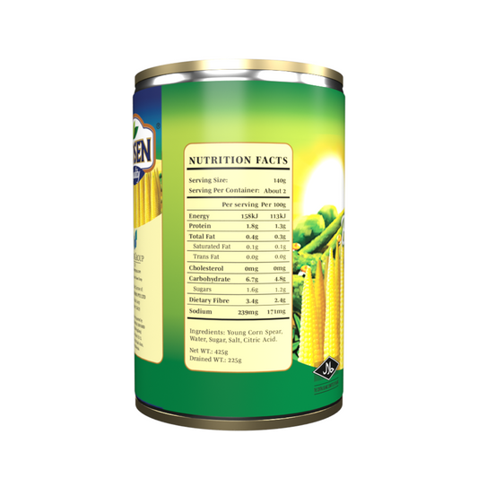 Hosen Baby Corn Young Corn Spear in Brine 425g