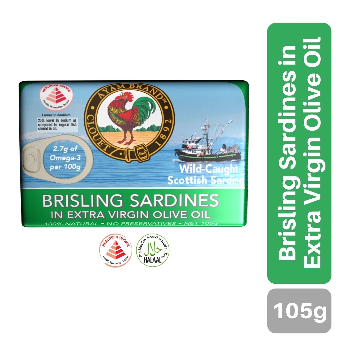 Ayam Brand Brisling Sardines in Extra Virgin Olive Oil 120g