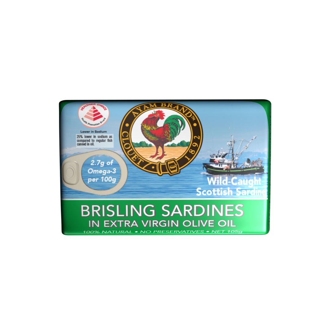Ayam Brand 
Brisling Sardines in Extra Virgin Olive Oil 105g