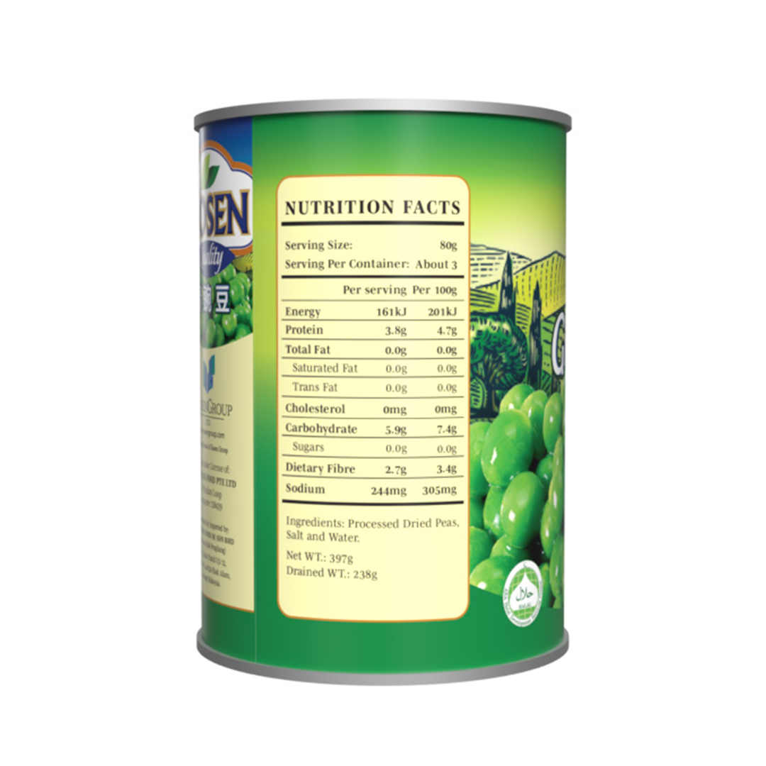 Hosen Green Peas Choice Whole 397g