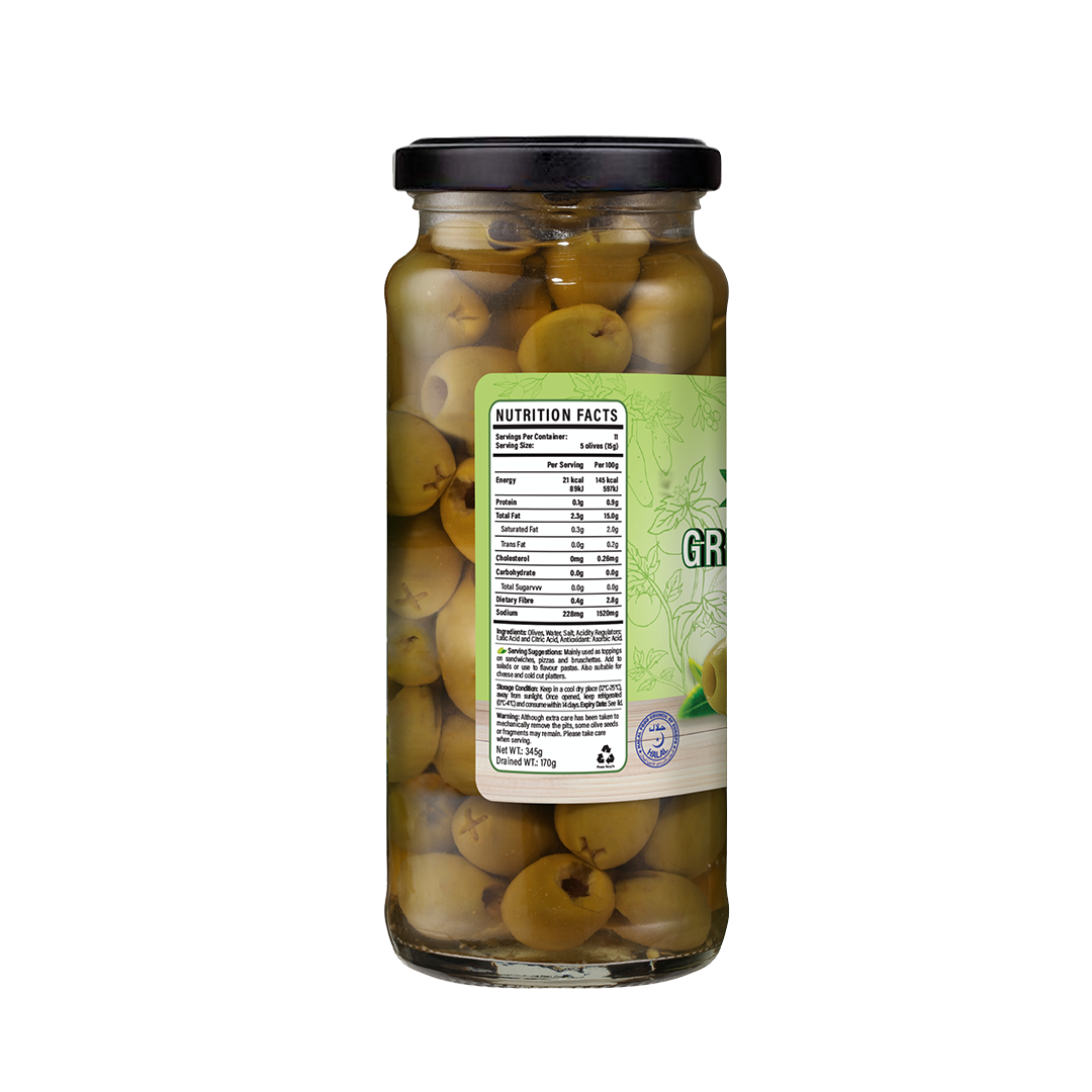 Hosen Select Pitted Green Olives 345g