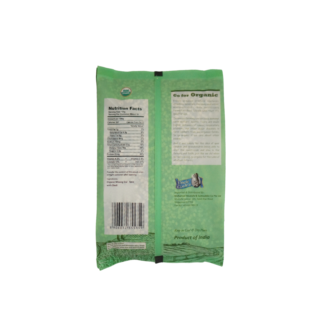 Uncle Cook's Organic Moong Dal Split with Shell 1000g