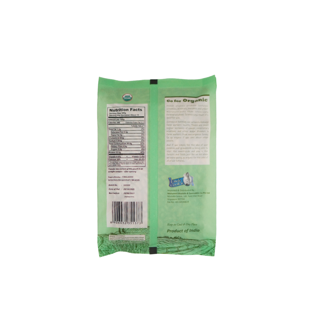 Uncle Cook's Organic Rajma Chitra (Red Kidney Beans) 1000g
