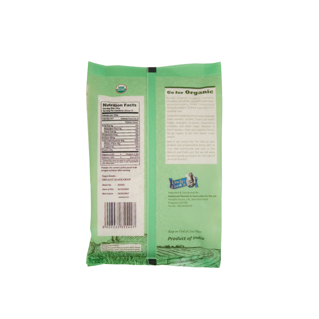 Uncle Cook's Organic Urad Dal White Split Black Gram Skinless 1000g