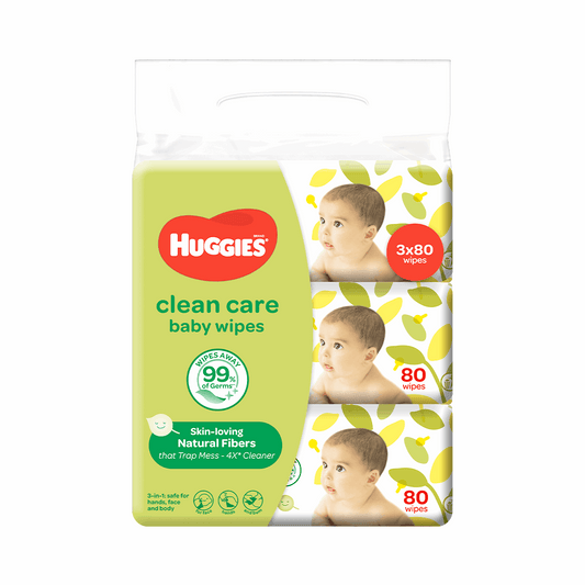 Huggies Clean Care Baby Wipes 3 x 80s