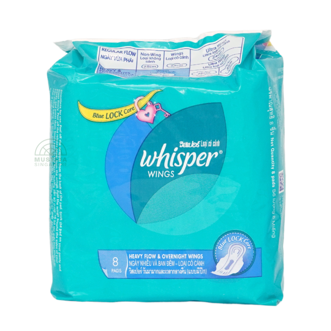 Whisper Heavy Flow & Overnight Wings Protect 28cm 8s