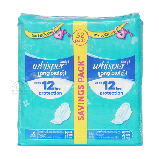 Whisper Heavy Flow & Overnight Wings 28cm 32s