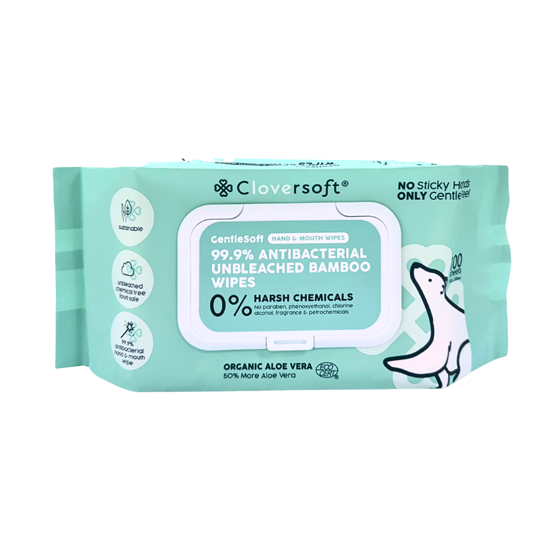 Cloversoft Antibacterial Unbleached Bamboo Wipes 100s