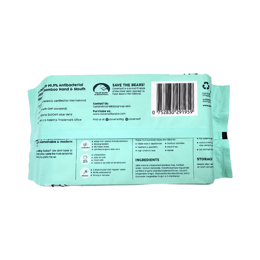 Cloversoft Antibacterial Unbleached Bamboo Wipes 100s