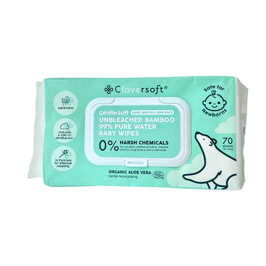 Cloversoft Unbleached Bamboo Pure Water Baby Wipes 70s