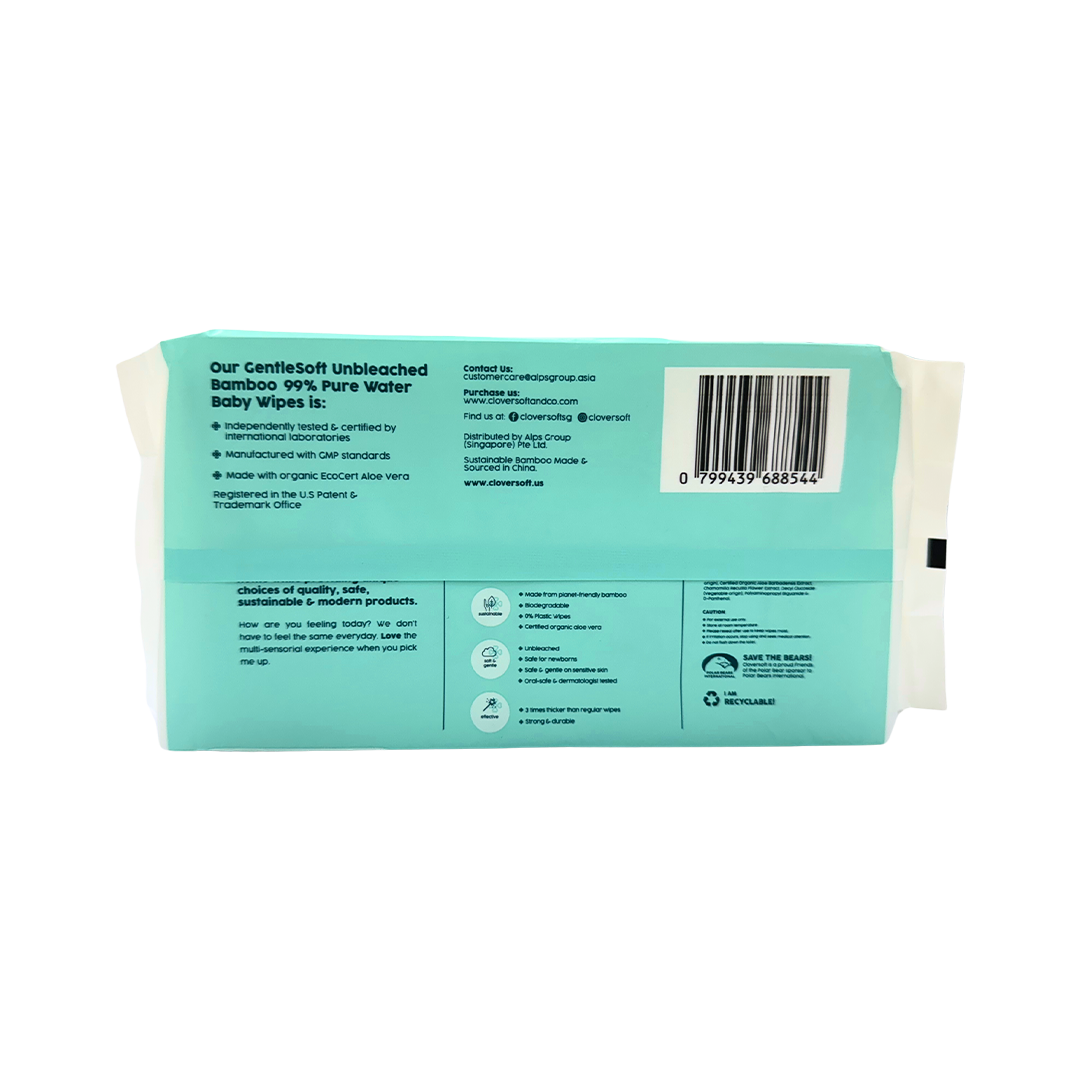 Cloversoft Unbleached Bamboo Pure Water Baby Wipes 70s