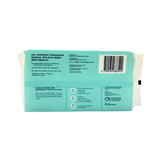 Cloversoft Unbleached Bamboo Pure Water Baby Wipes 70s