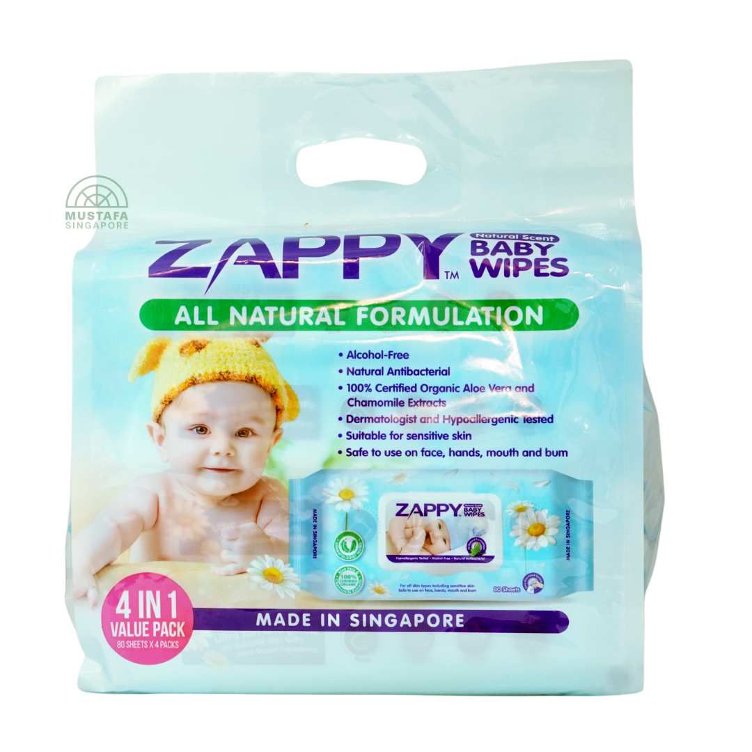 Zappy Baby Pure Wipes Natural Scent 4x80s
