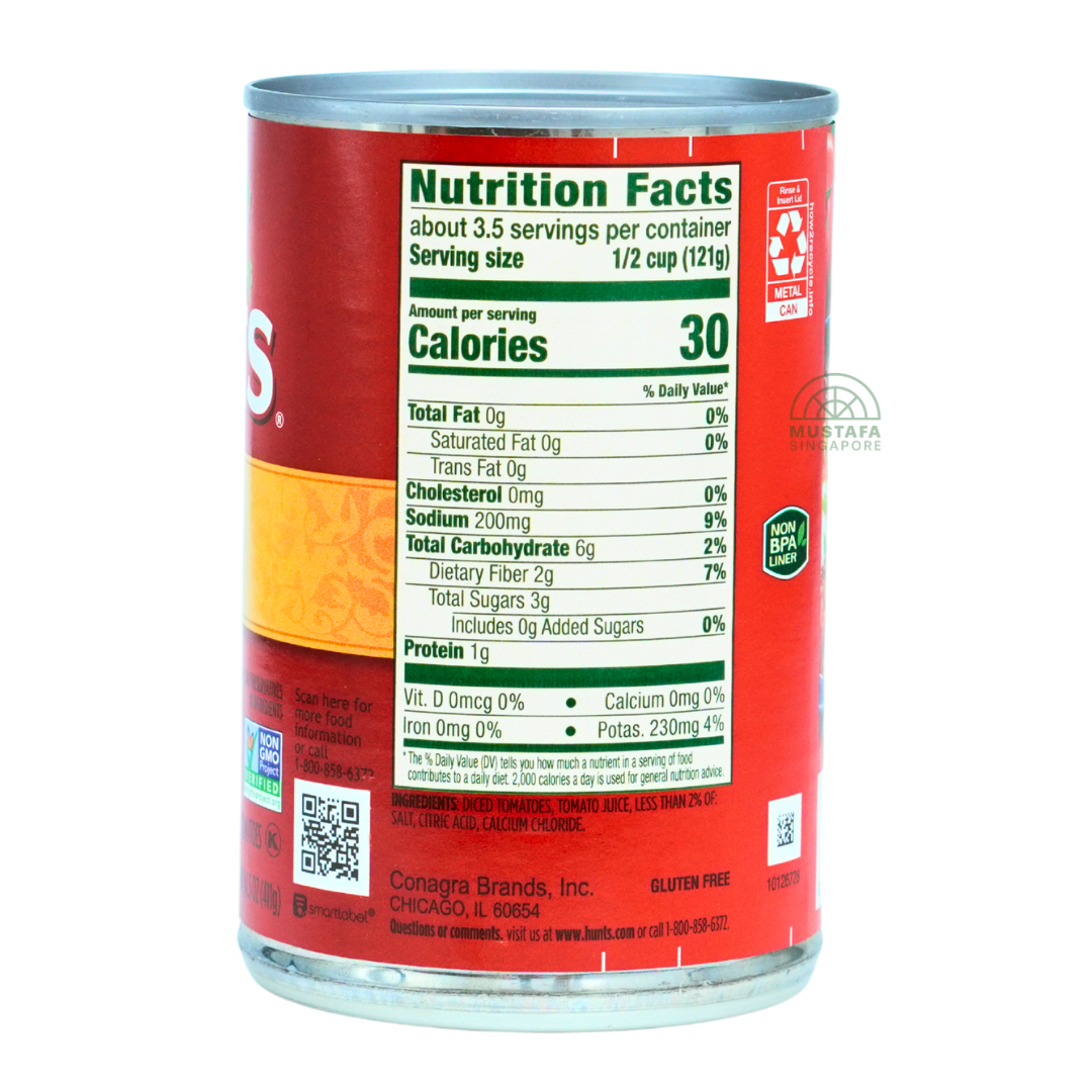 Hunt's Diced Steamed Peeled Tomatoes 411g