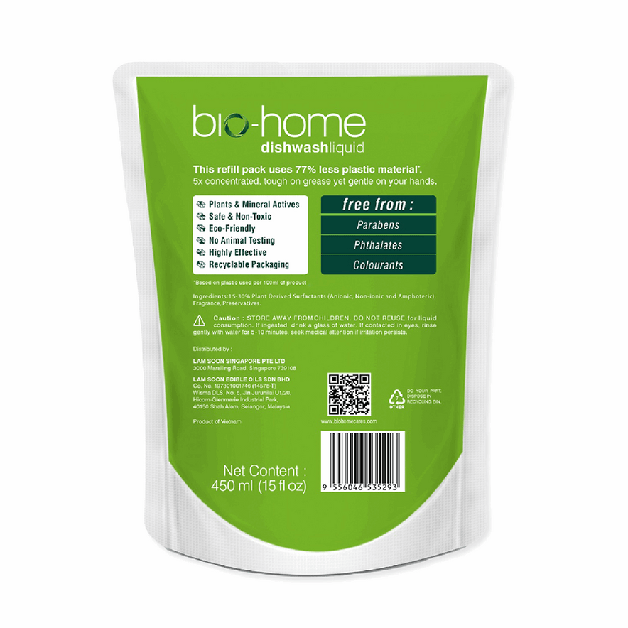 Bio-Home Dishwashing Liquid Lemongrass & Green Tea Refill 450ml ...
