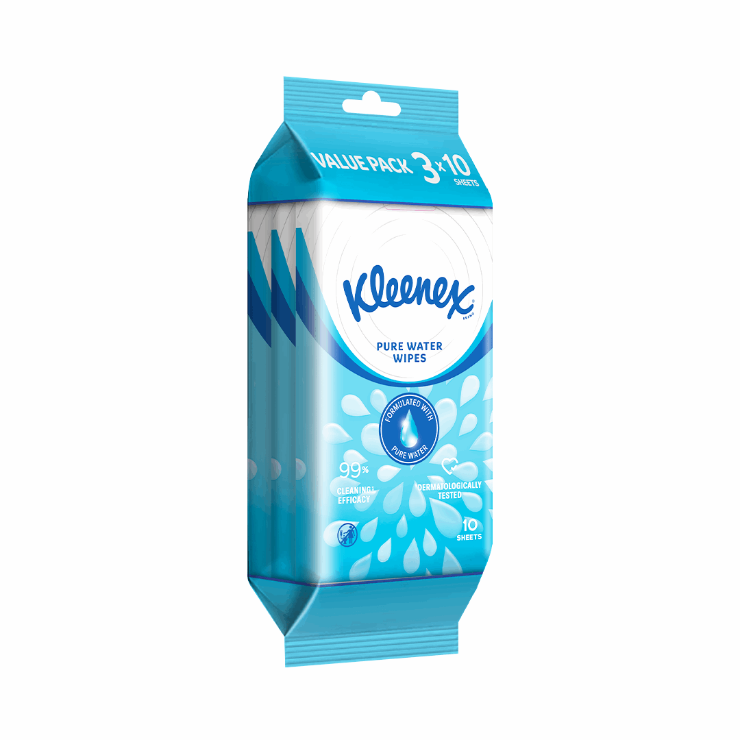 Kleenex Pure Water Wipes 3x10s