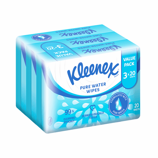 Kleenex Pure Water Wipes 3x20s