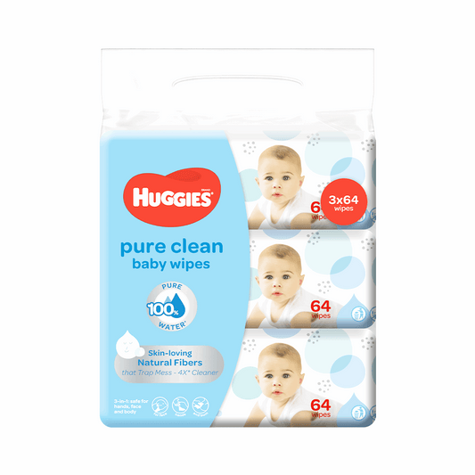 Huggies Pure Clean Wipes 3 x 64s
