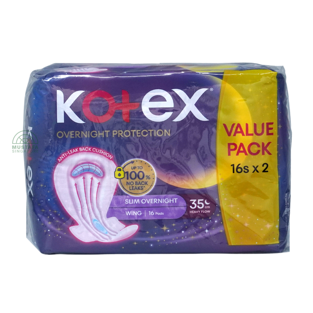 Kotex Soft & Smooth Slim Overnight Wing 35cm Twin Pack 16s x 2