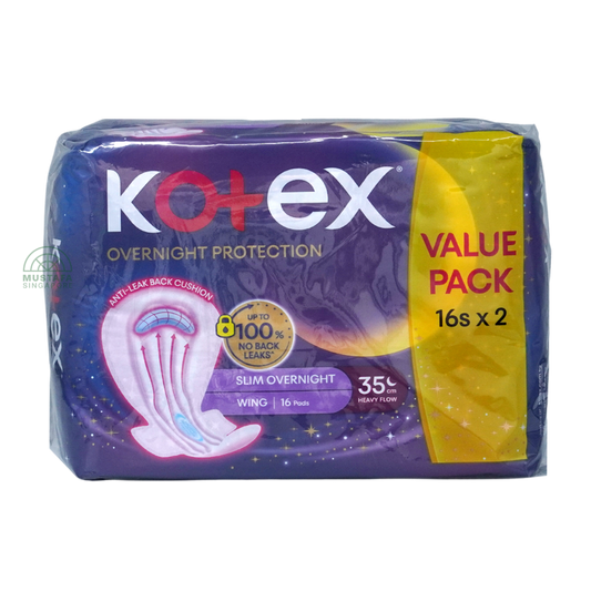 Kotex Soft & Smooth Slim Overnight Wing 35cm Twin Pack 16s x 2