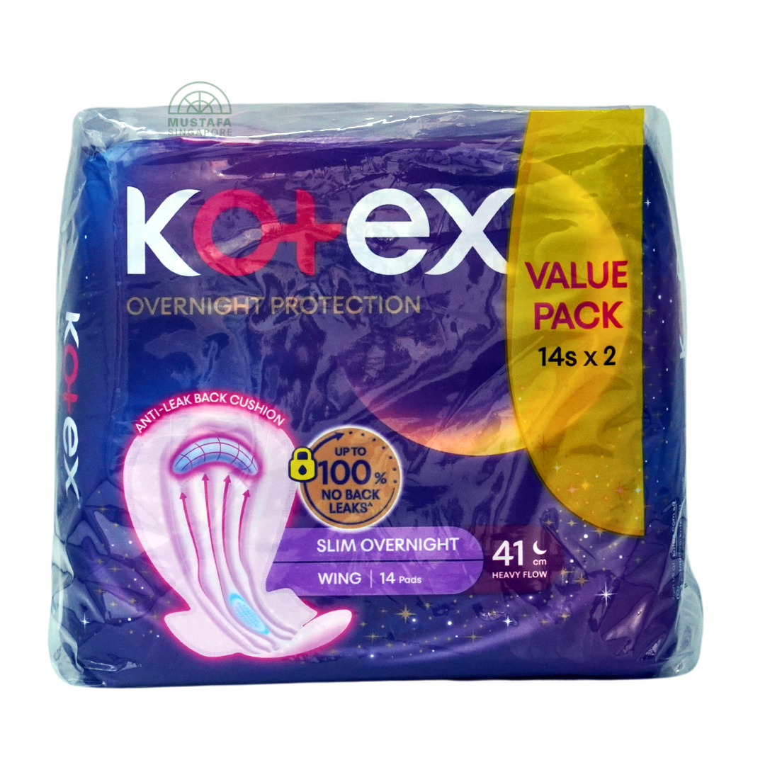 Kotex Soft & Smooth Slim Overnight Wing 41cm Twin Pack 14s x 2