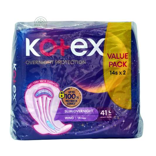 Kotex Soft & Smooth Slim Overnight Wing 41cm Twin Pack 14s x 2