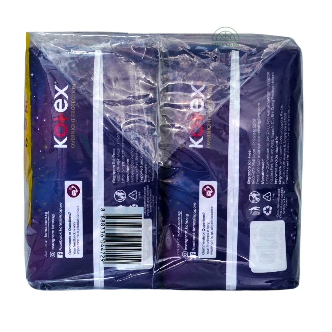 Kotex Soft & Smooth Slim Overnight Wing 41cm Twin Pack 14s x 2