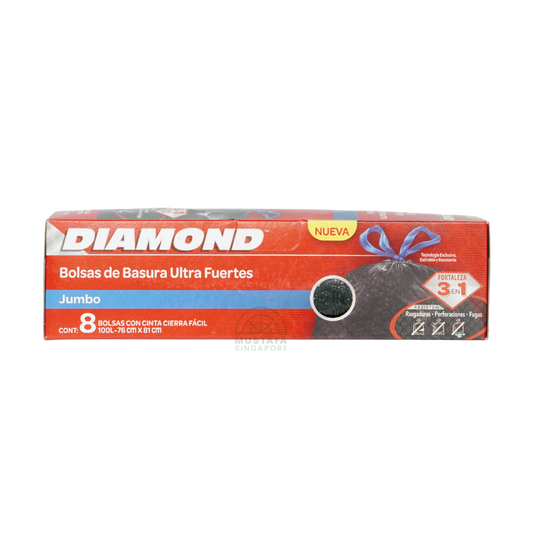 Diamond Ultra Strong Garbage Bags Jumbo 8s