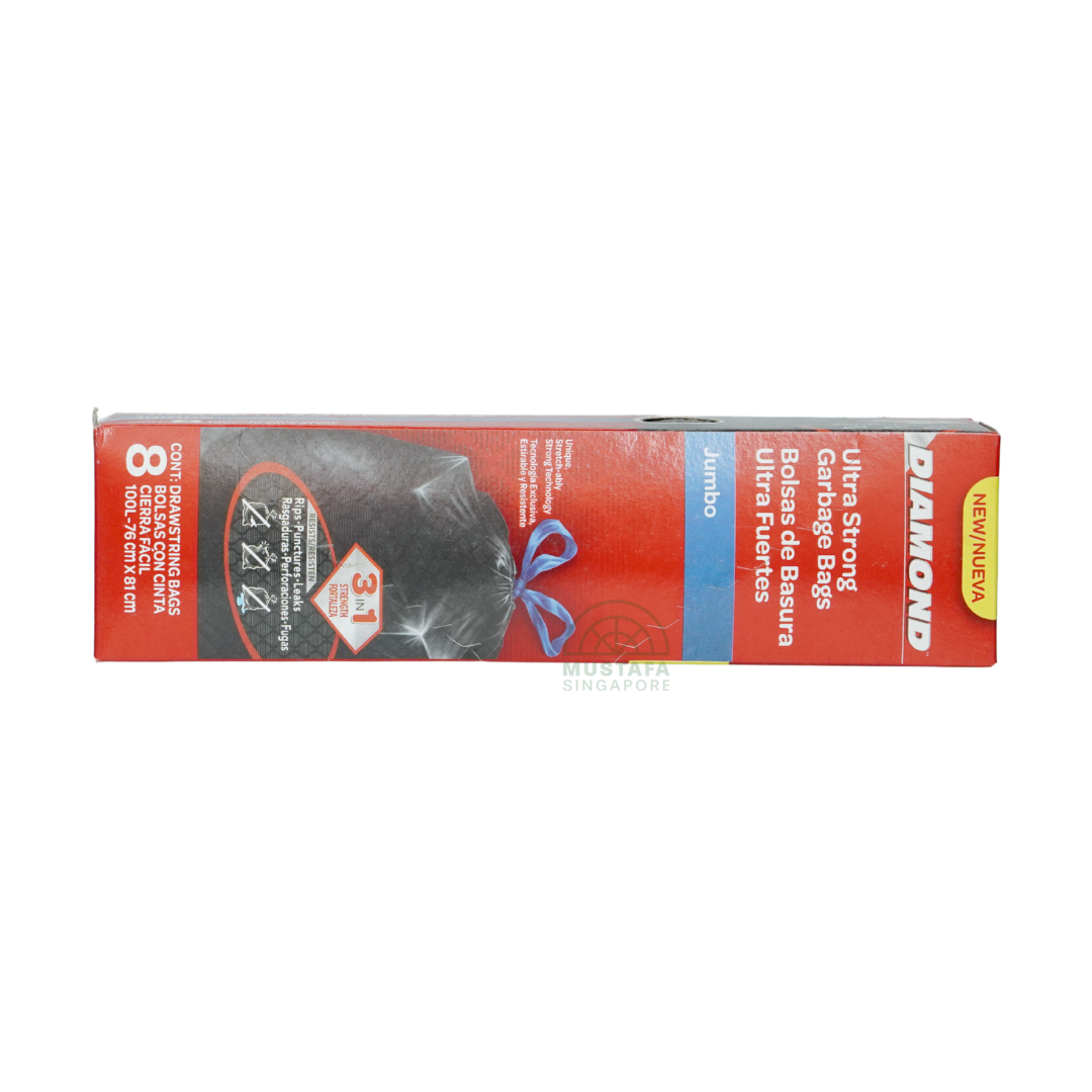 Diamond Ultra Strong Garbage Bags Jumbo 8s