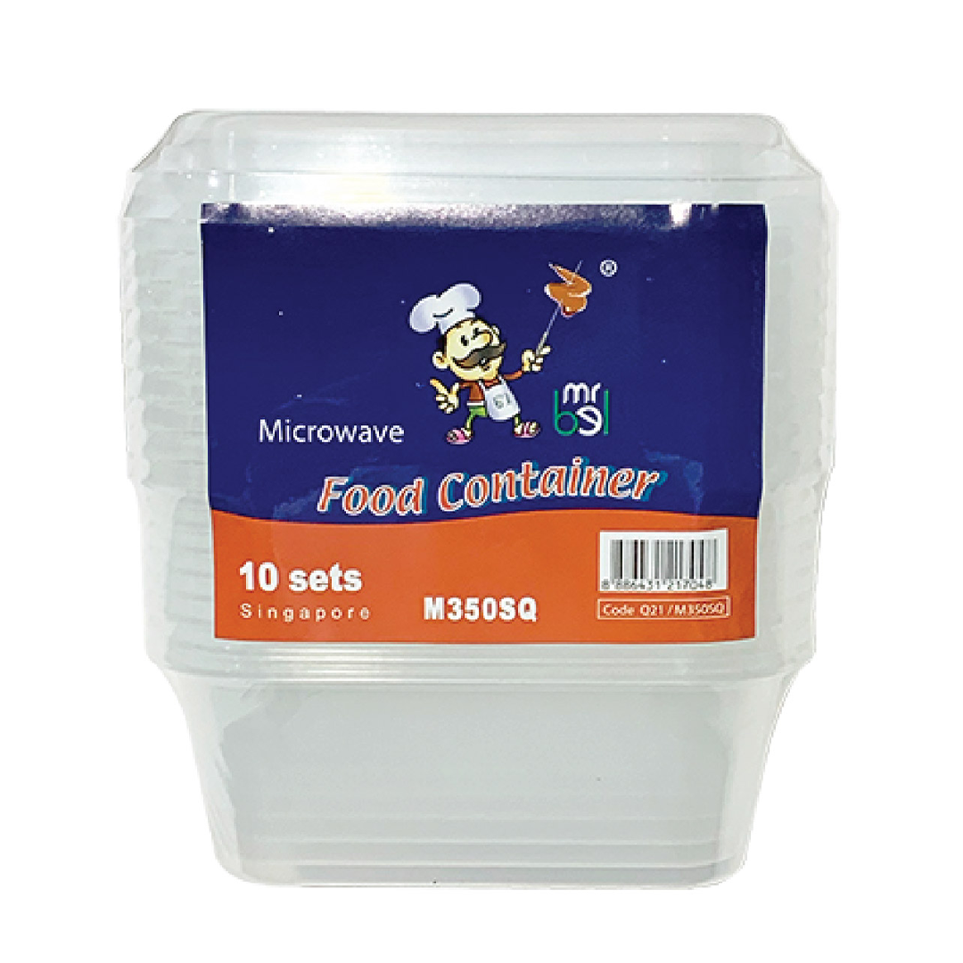 Mr Bel Food Container (Square) M350SQ x 10's 360ml