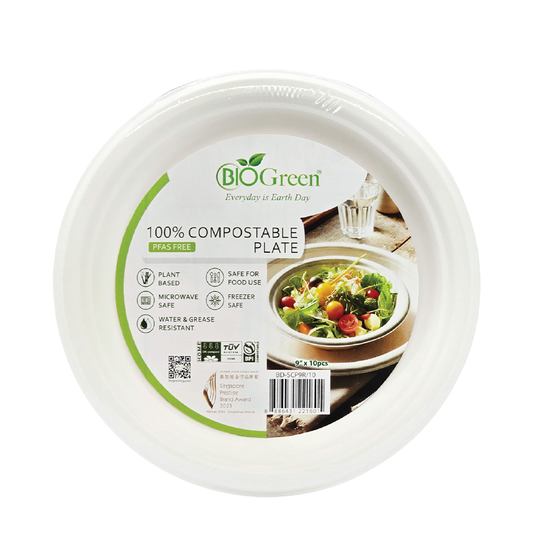 Biogreen Compostable Round Plate 9" x 10's
