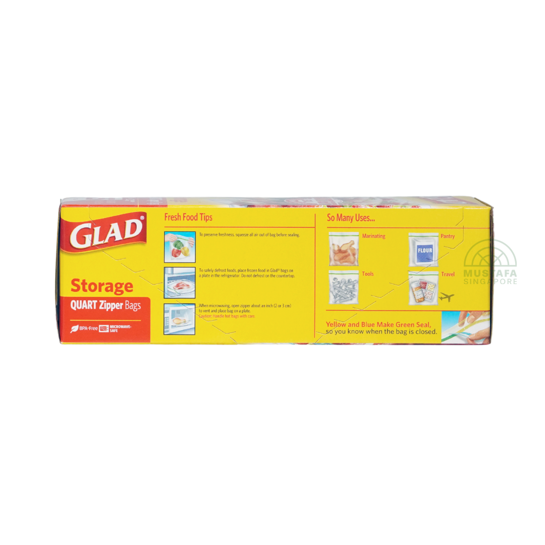Glad Storage Quart Zipper Bags 
- 946 ml
(25 Bags)