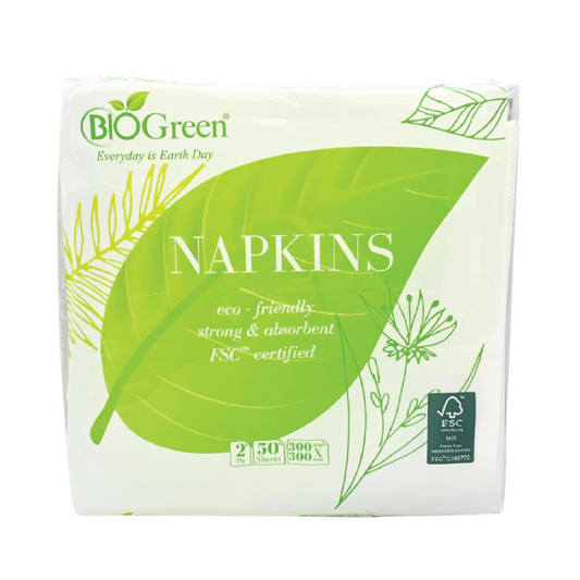 Biogreen White Napkin 30cm x 30cm x 2ply x 50's (FSC)