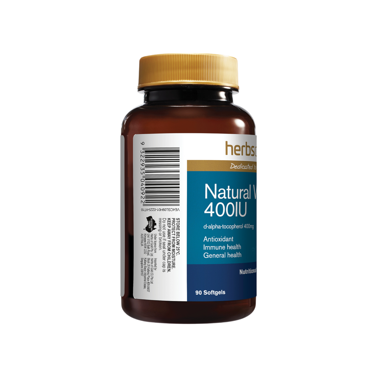 Herbs Of Gold Natural Vitamin E 400 IU 90s