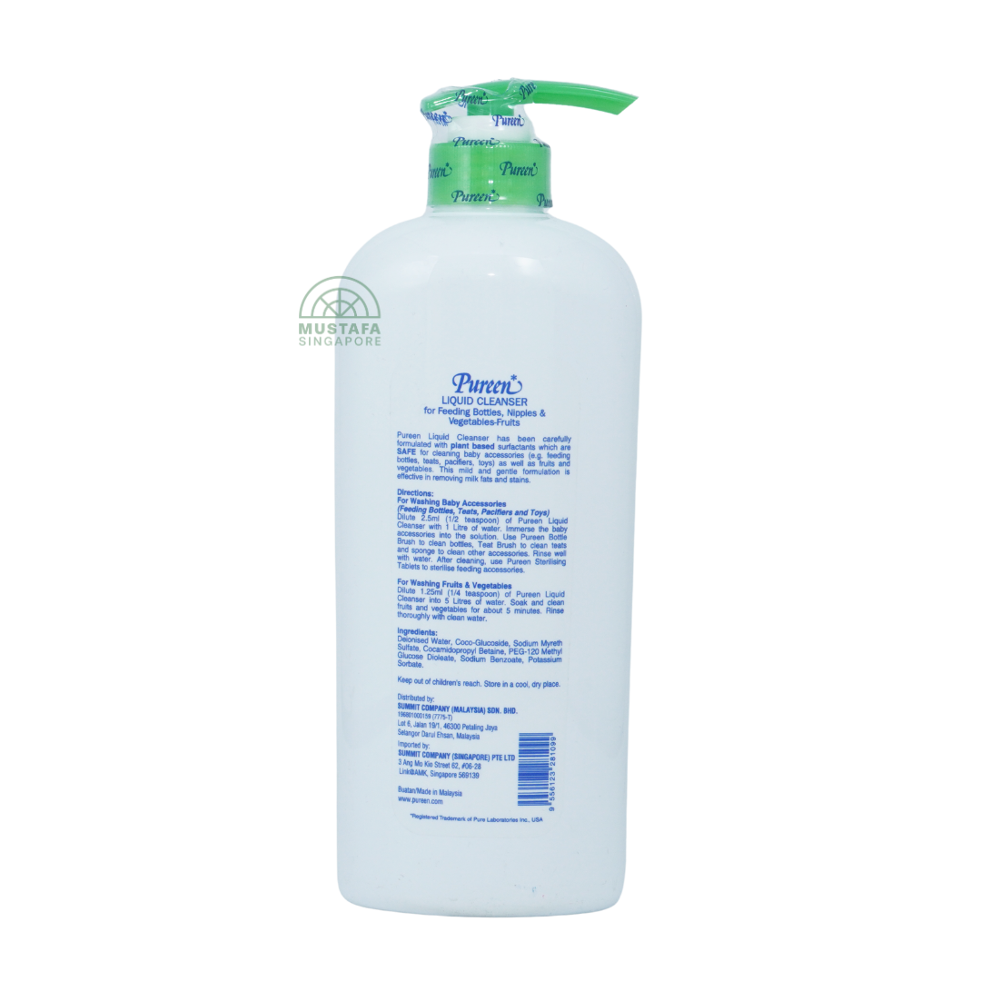Pureen Liquid Cleanser for Feeding Bottles, Nipples & Vegetables-Fruits No Flavour 750ml